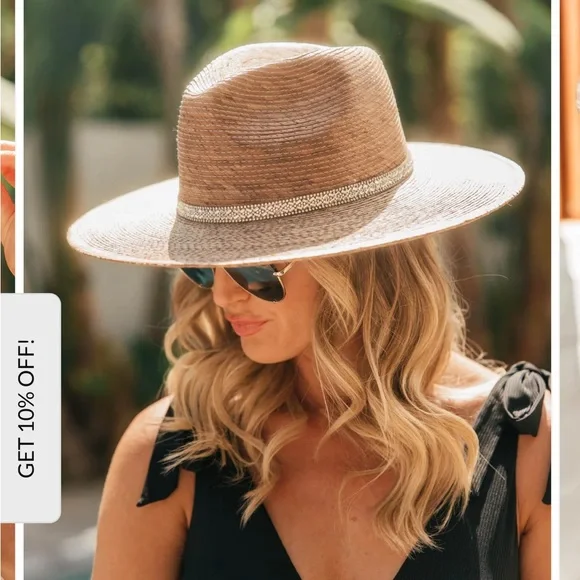 Stylish Tan Straw Hat with Rhinestone Band - Picture 6 of 6